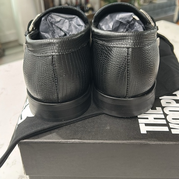 THE KOOPLES BLACK LEATHER LOAFERS WITH WESTERN BUCKLE, NWB - Picture 9 of 10